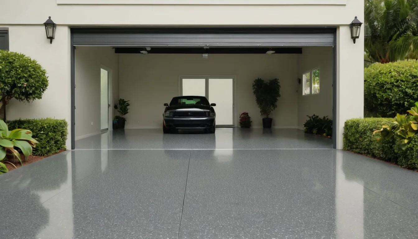Homeowner in the Orlando area admiring a freshly coated flake epoxy garage floor with an independent local provider
