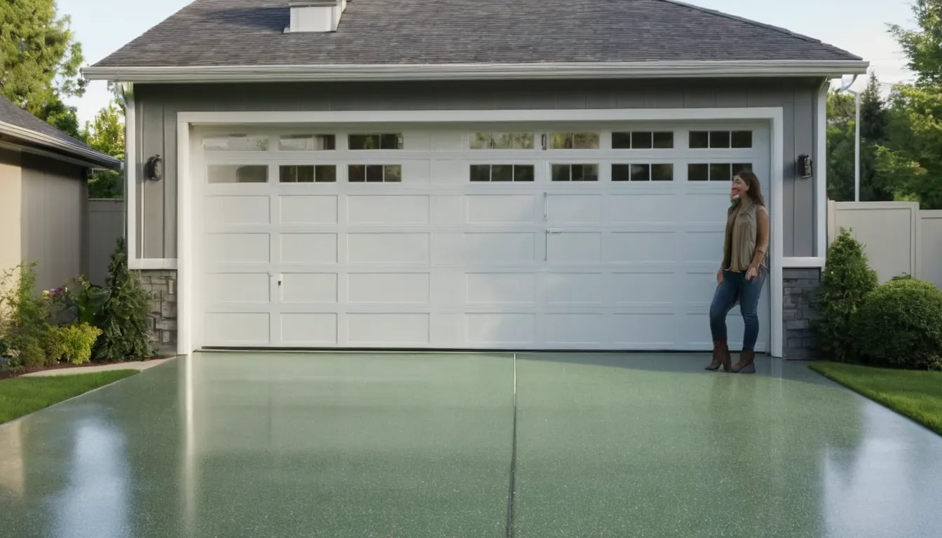 A freshly coated epoxy garage floor in a Orlando home
